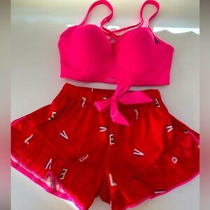 Victoria’s Secret Silky LOVE Pattern Boxer Style Sleep Shorts Floral PJ VS